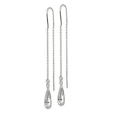 Sterling Silver Polished Crystal Teardrop Threader Earrings